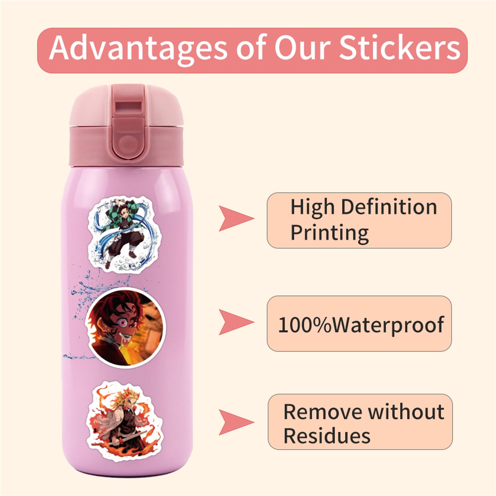 ZUIYIJIANGNAN Demon anime stickers on a laptop; crisp colors for personalization.