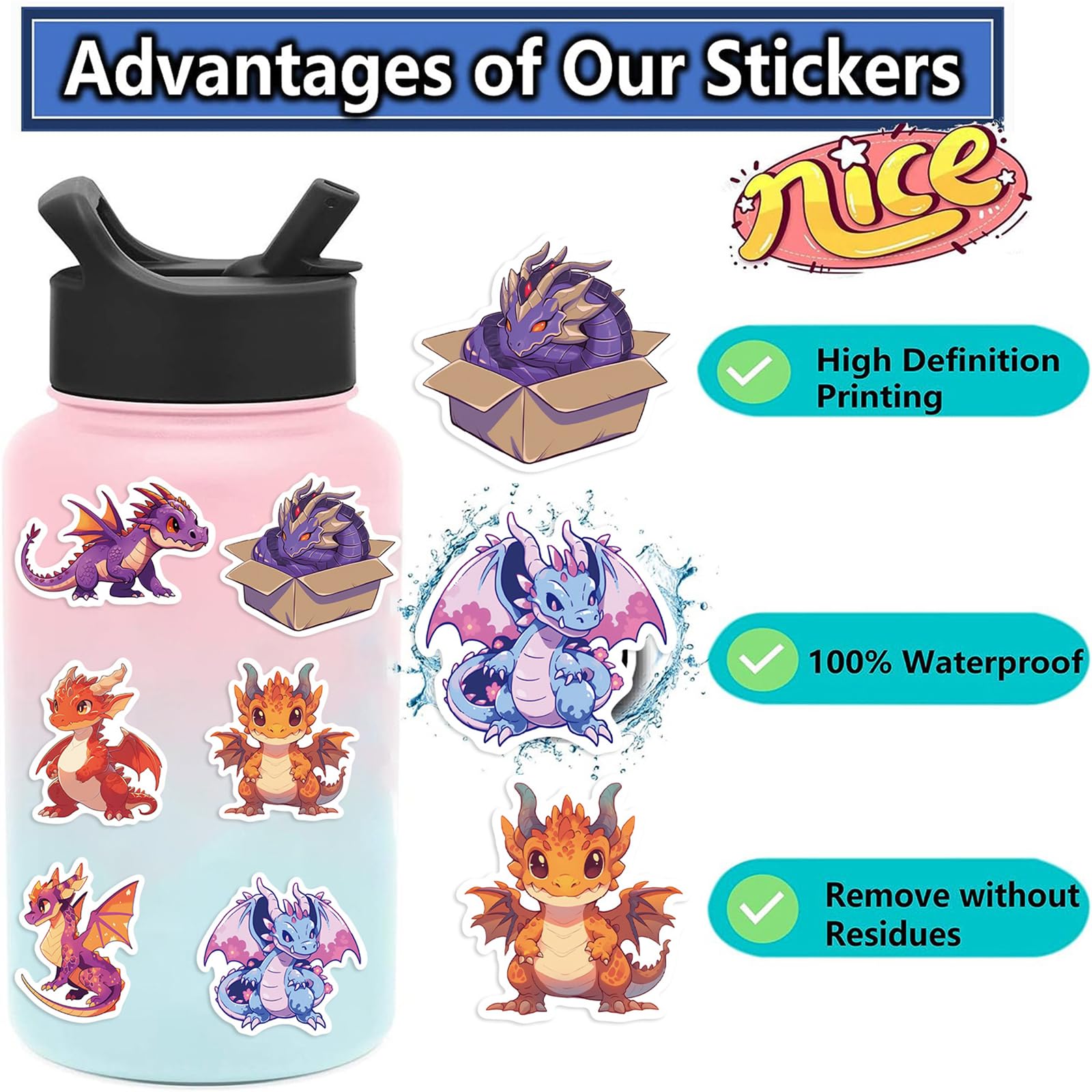 ZUIYIJIANGNAN dragon sticker set for skateboards, adds color without residue.