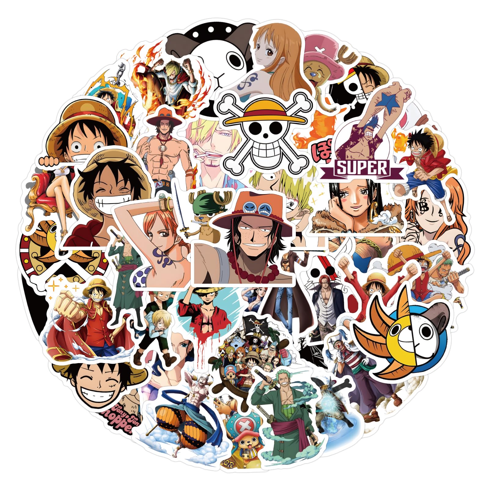ZUIYIJIANGNAN One Piece collection stickers for phones and laptops, easy removal.