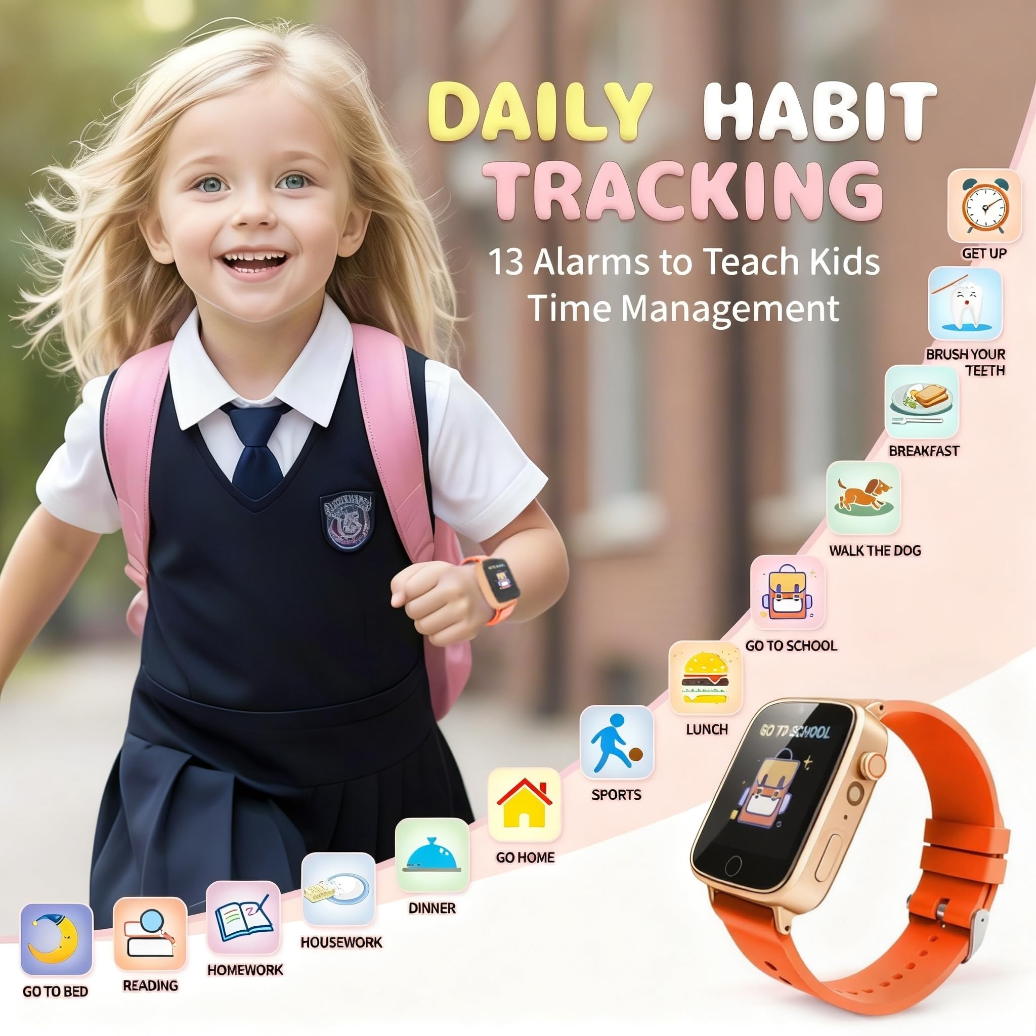 ZUODUN Kids Watch orange pedometer motivates active daily habits.