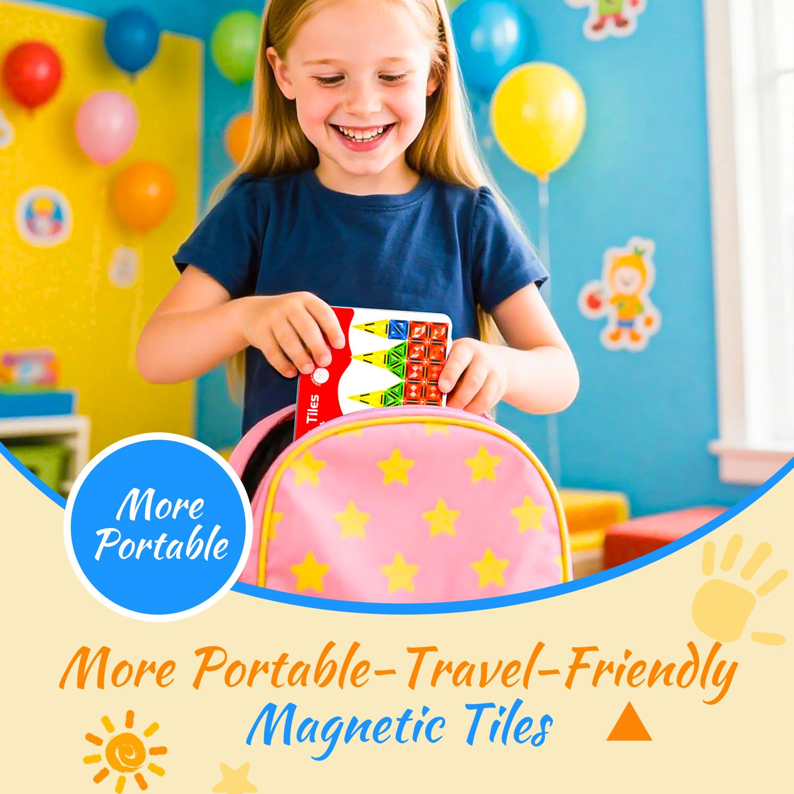 Zupooko Mini Magnetic Tiles with metal storage box secure pieces and serve as a base