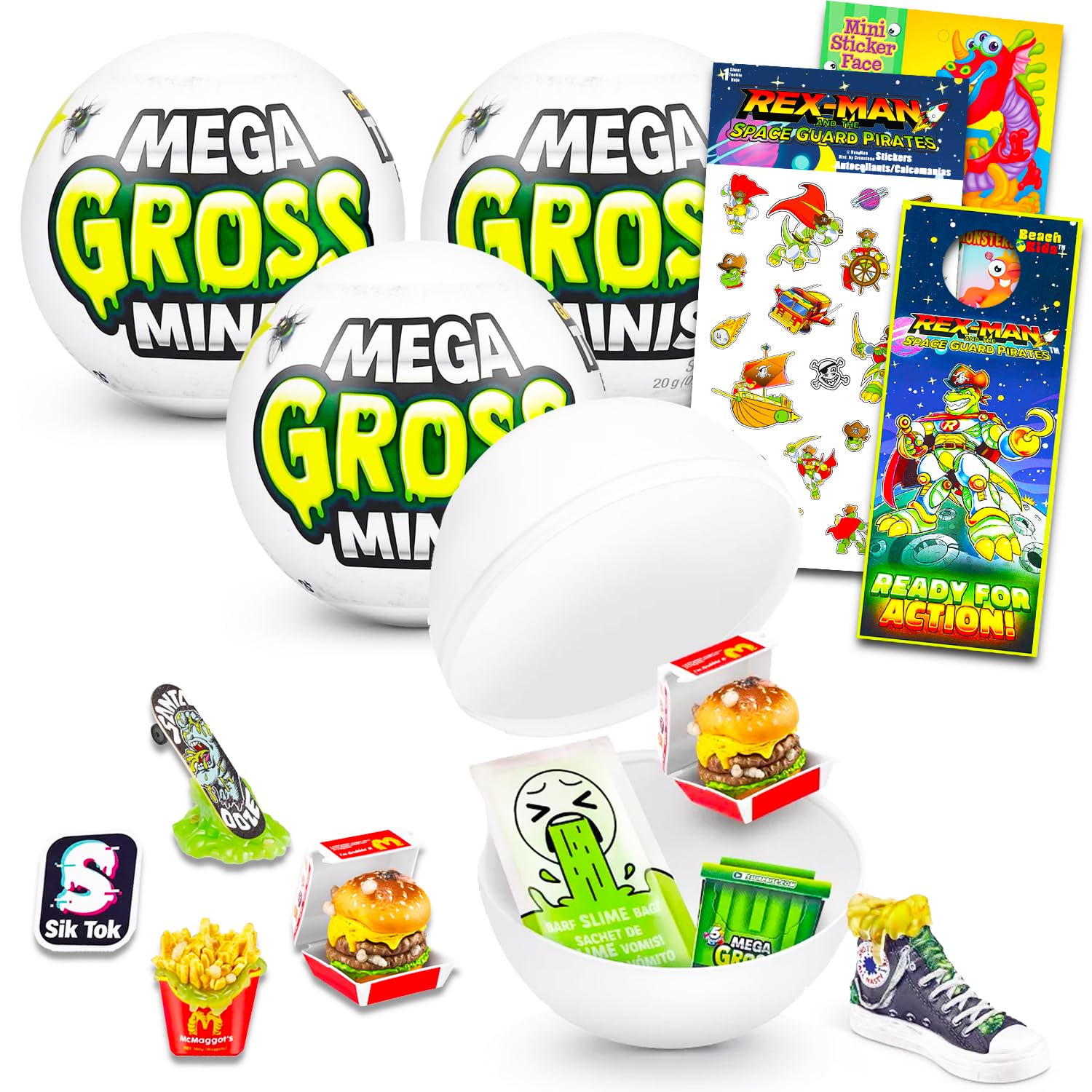 Zuru 5 Surprise Mini Brands Mega Gross Minis 3-pack front view, ideal for party gifts.