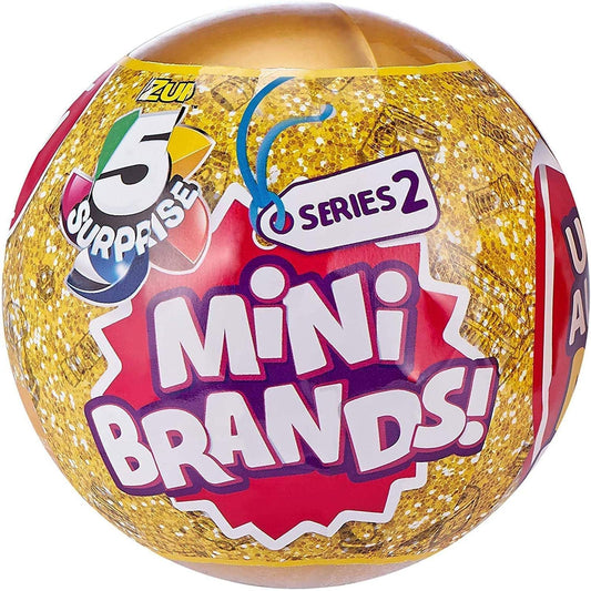 ZURU 5 Surprise Mini Brands Series 2 miniatures arranged for display on a shelf