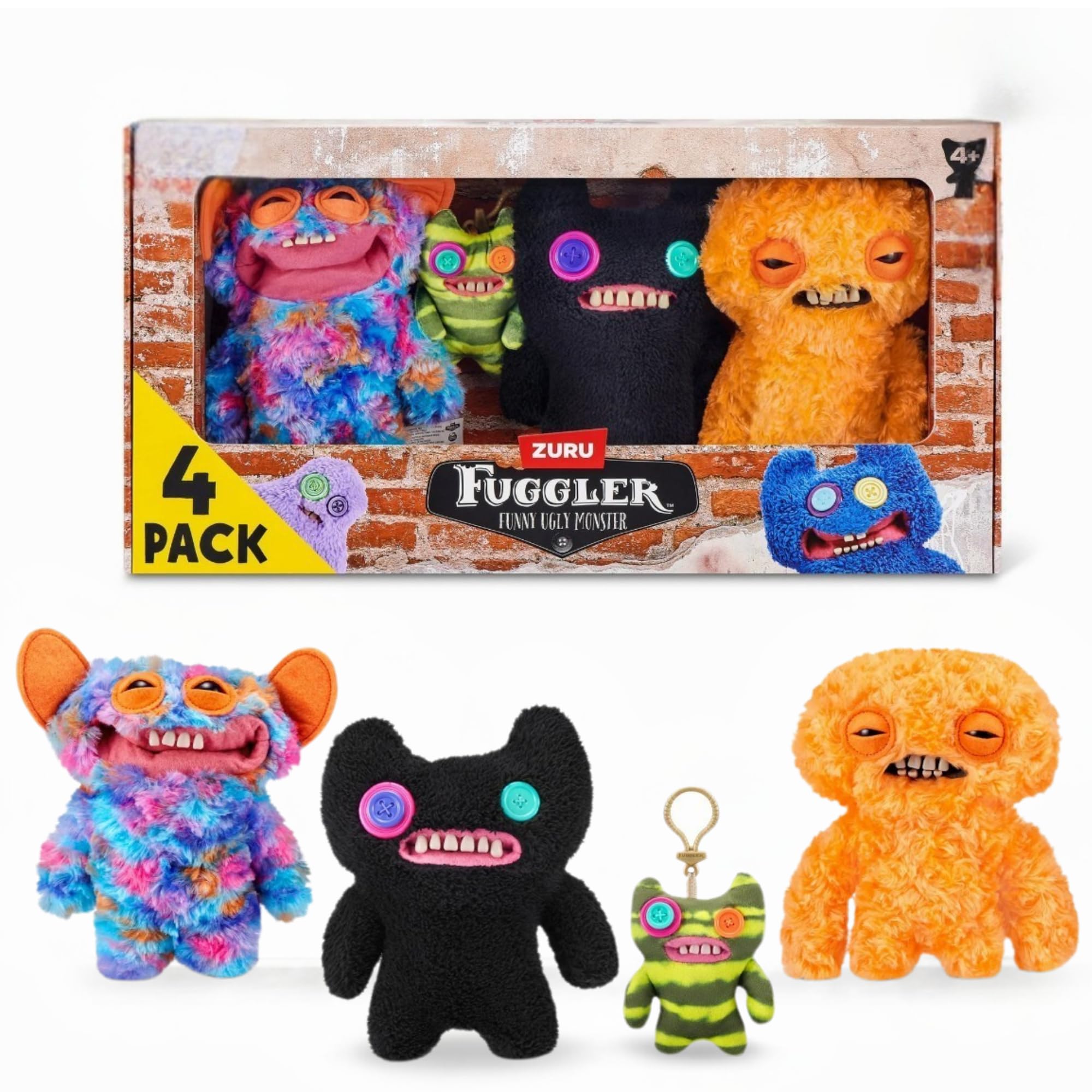 ZURU Fuggler orange fuzzy monster plush, cozy cuddle companion for imaginative play
