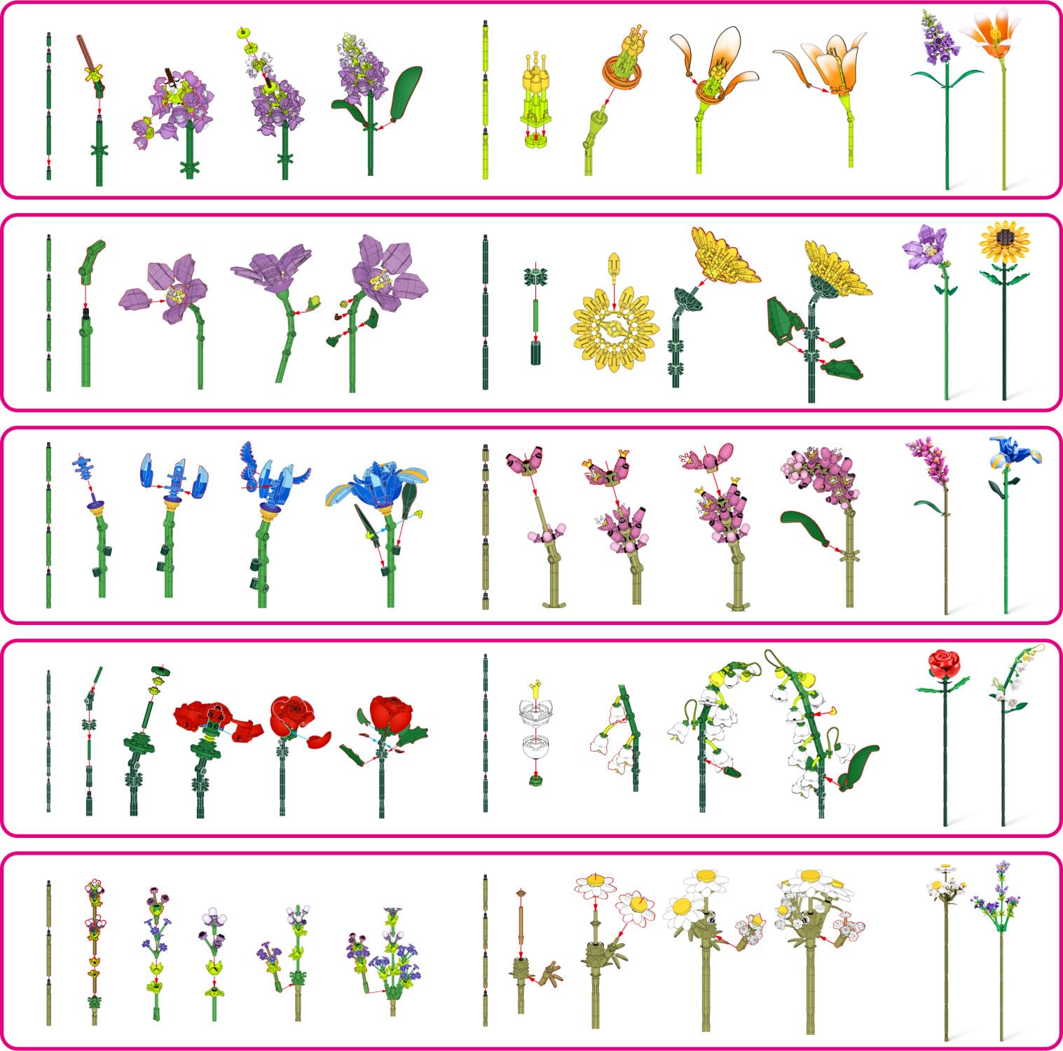ZURU MAX Premium Garden Long Flowers stems and leaves for realistic blooms