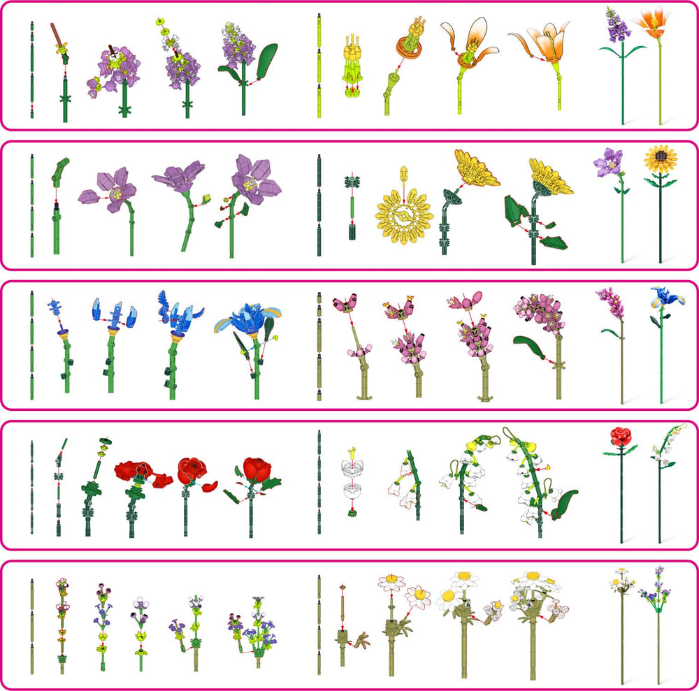 ZURU MAX Premium Garden Long Flowers stems and leaves for realistic blooms