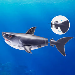 ZURU Robo Alive grey shark mid-swim showing realistic swimming action for pool fun