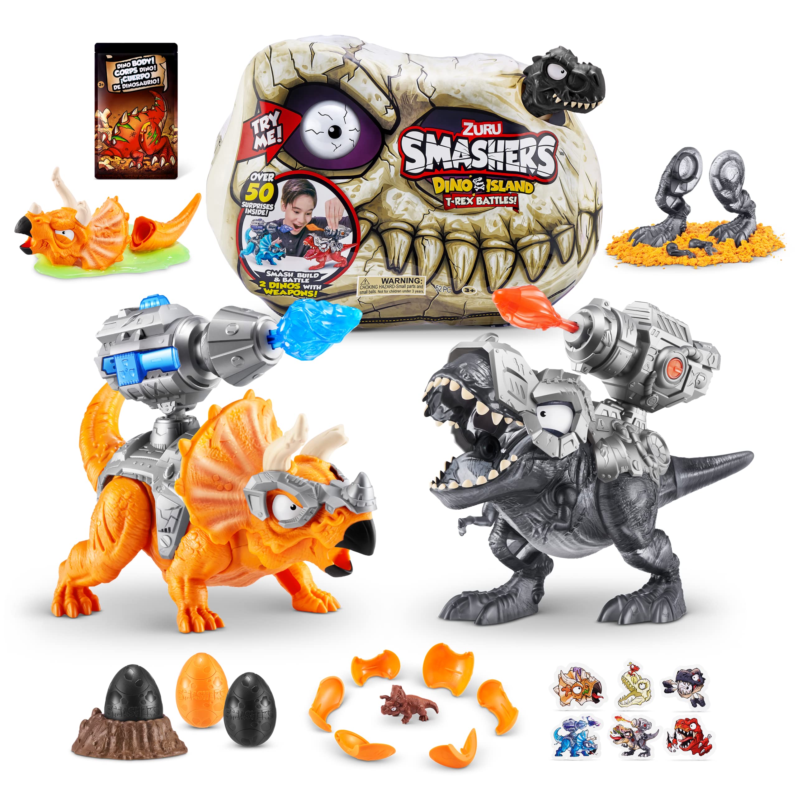 ZURU SMASHERS Dino Island T-Rex battles: two dinos ready for epic clash.