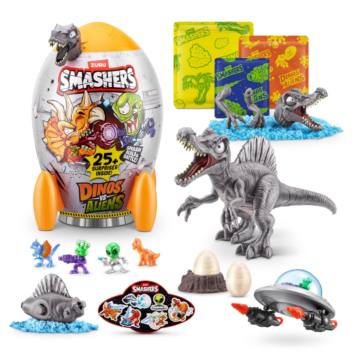 ZURU SMASHERS Dino vs Aliens Spinosaurus rocket reveal for imaginative play