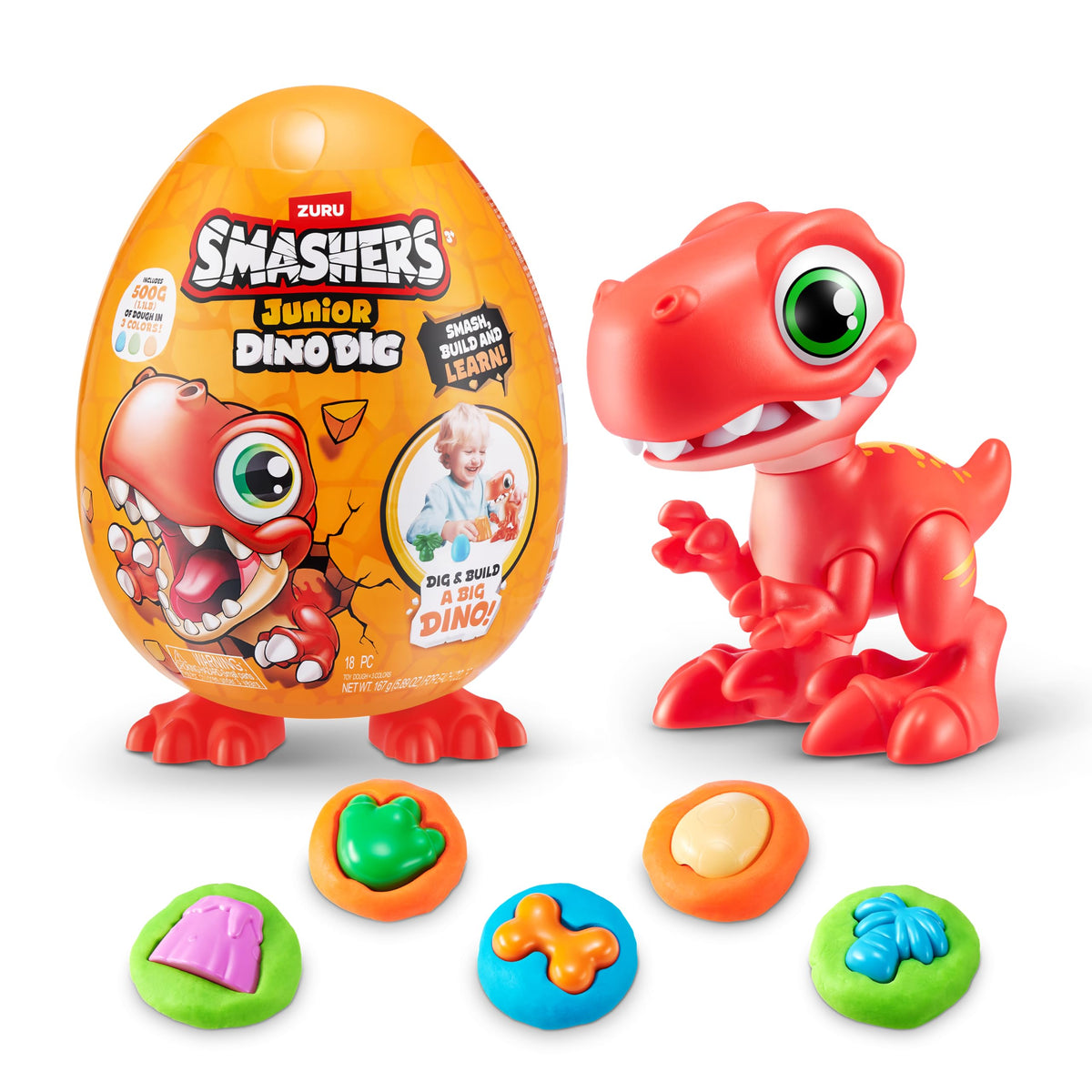 ZURU SMASHERS Junior Dino Dig egg close-up with buildable dino for imaginative play