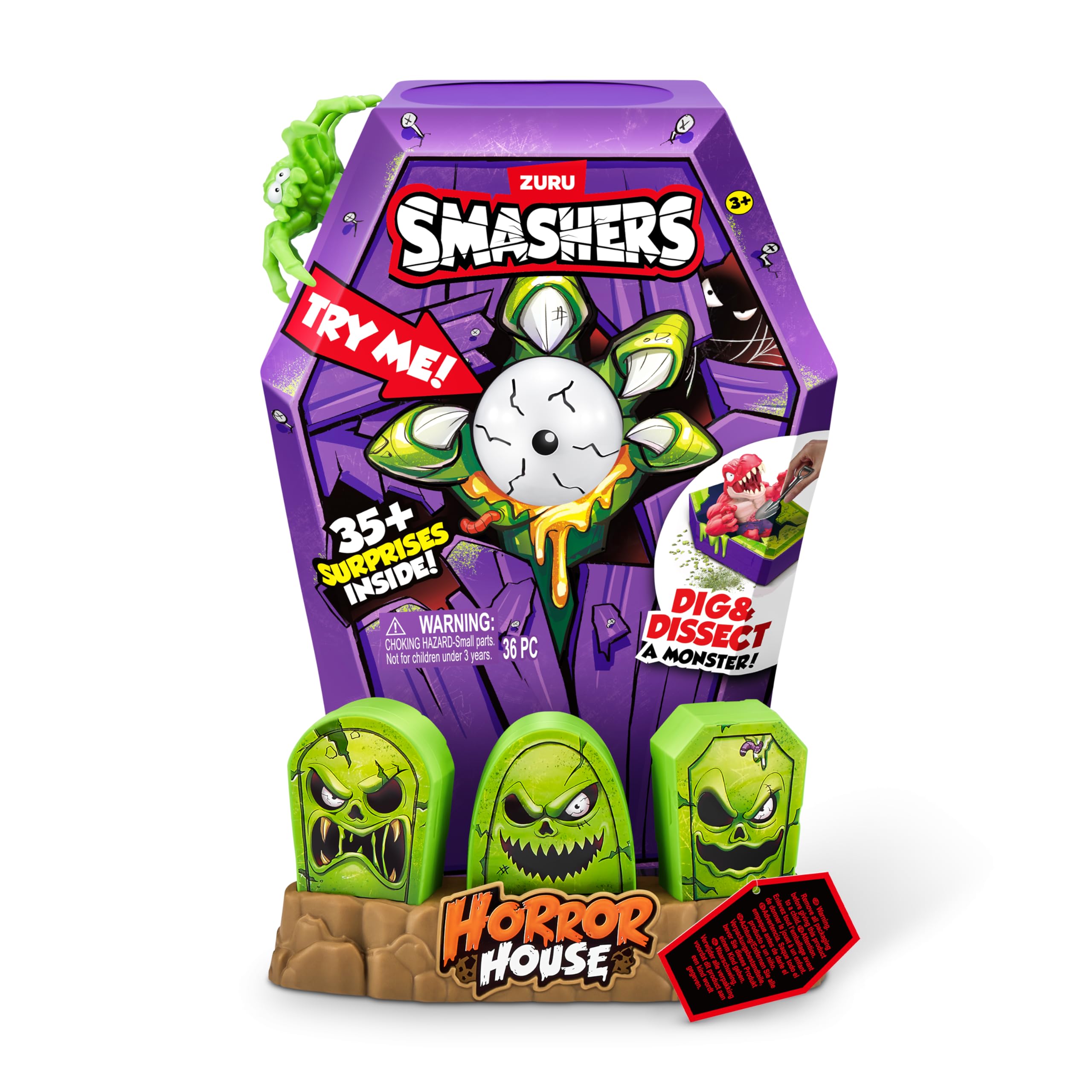 ZURU Smashers Mega Horror House brain-in-head reveal adds dramatic monster moment.