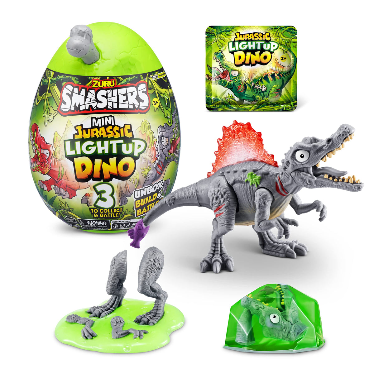 ZURU SMASHERS Mini Jurassic Egg with Spinosaurus glowing for night play
