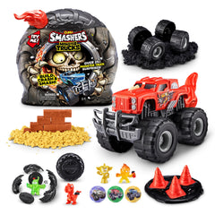 ZURU SMASHERS Monster Wheels Red Flame Pack cover shows exciting unboxing and collectible surprises.