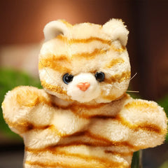 ZUXUCUVU tabby cat hand puppet close-up fabric shows soft texture