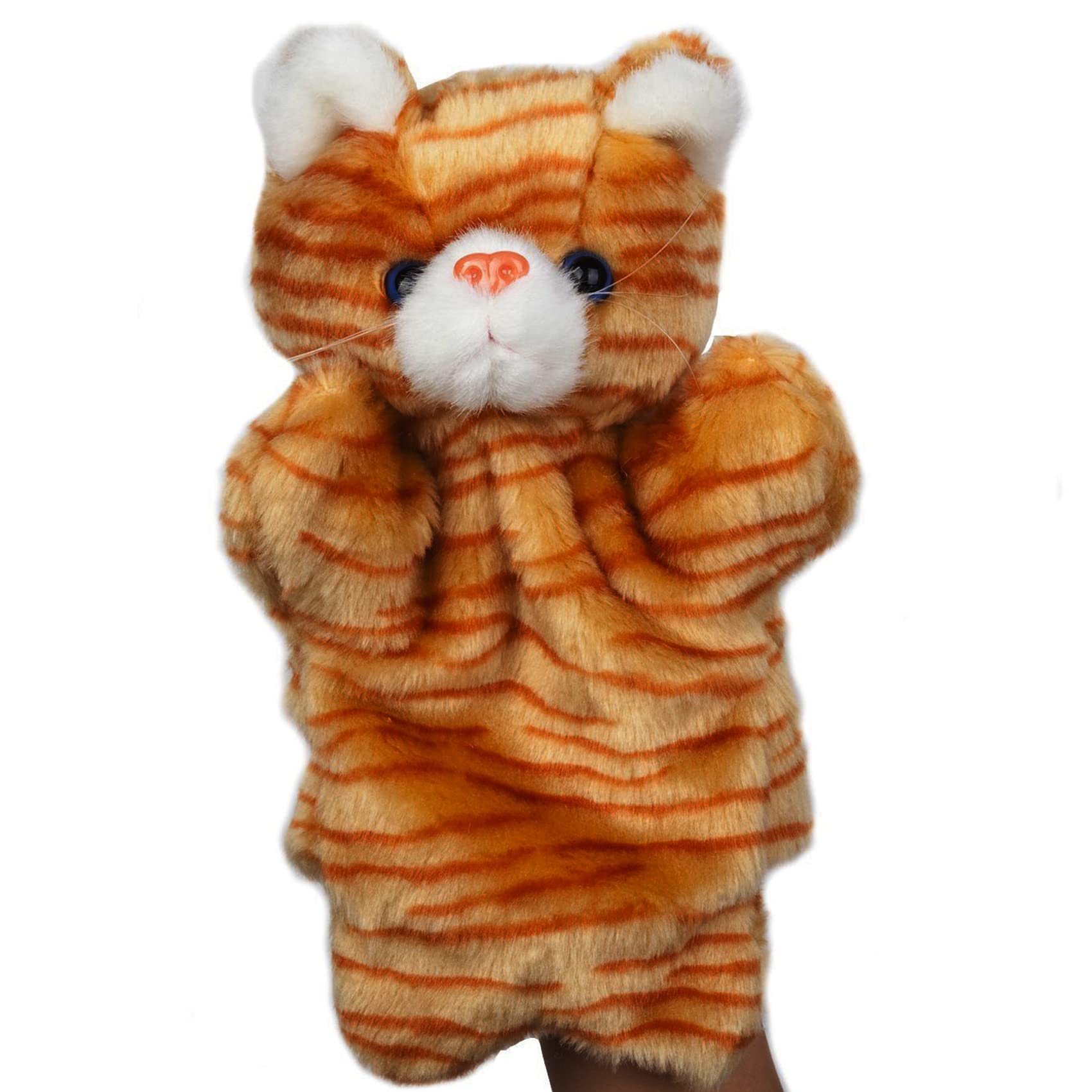 ZUXUCUVU tabby cat hand puppet side view for imaginative storytelling
