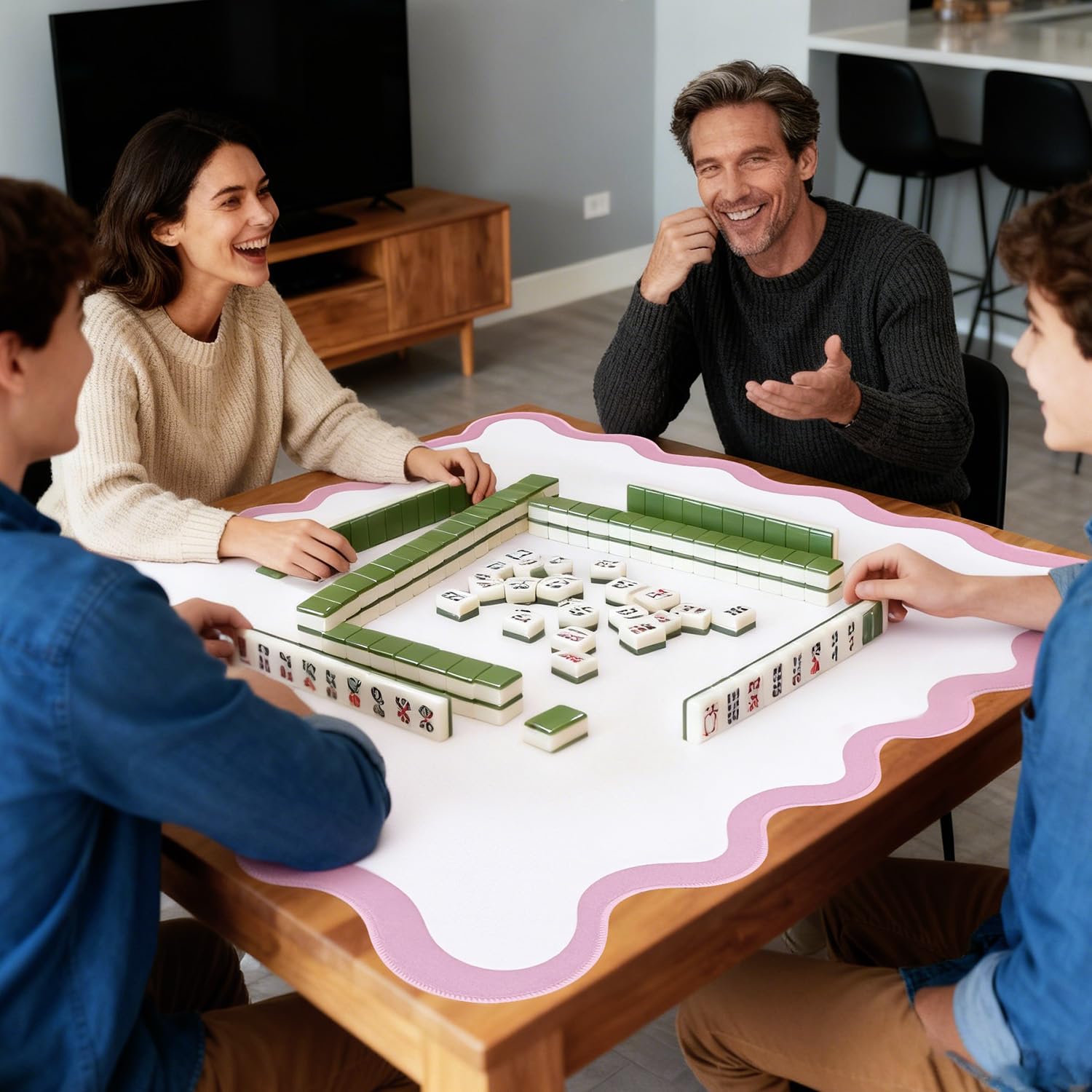 ZWFCGMMBC roll-up mahjong mat with carrying case for travel