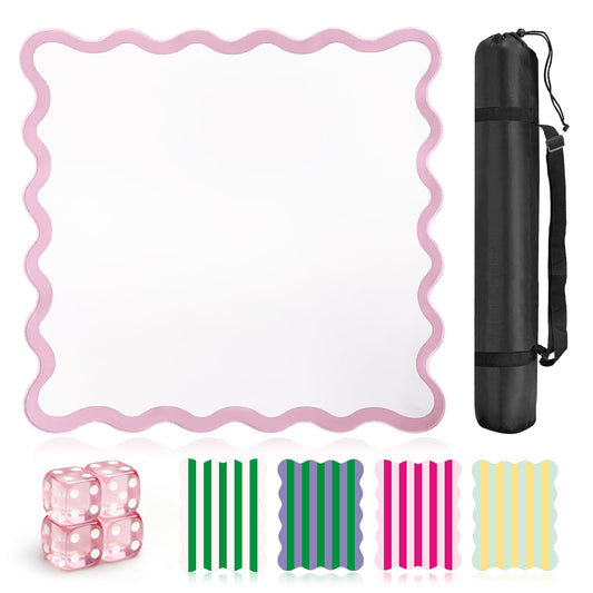 ZWFCGMMBC scalloped mahjong mat with pink edge enhances table aesthetics