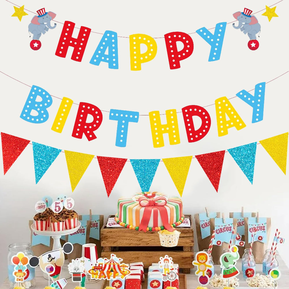 Zwiebeco kids birthday decor banner enhancing party atmosphere.