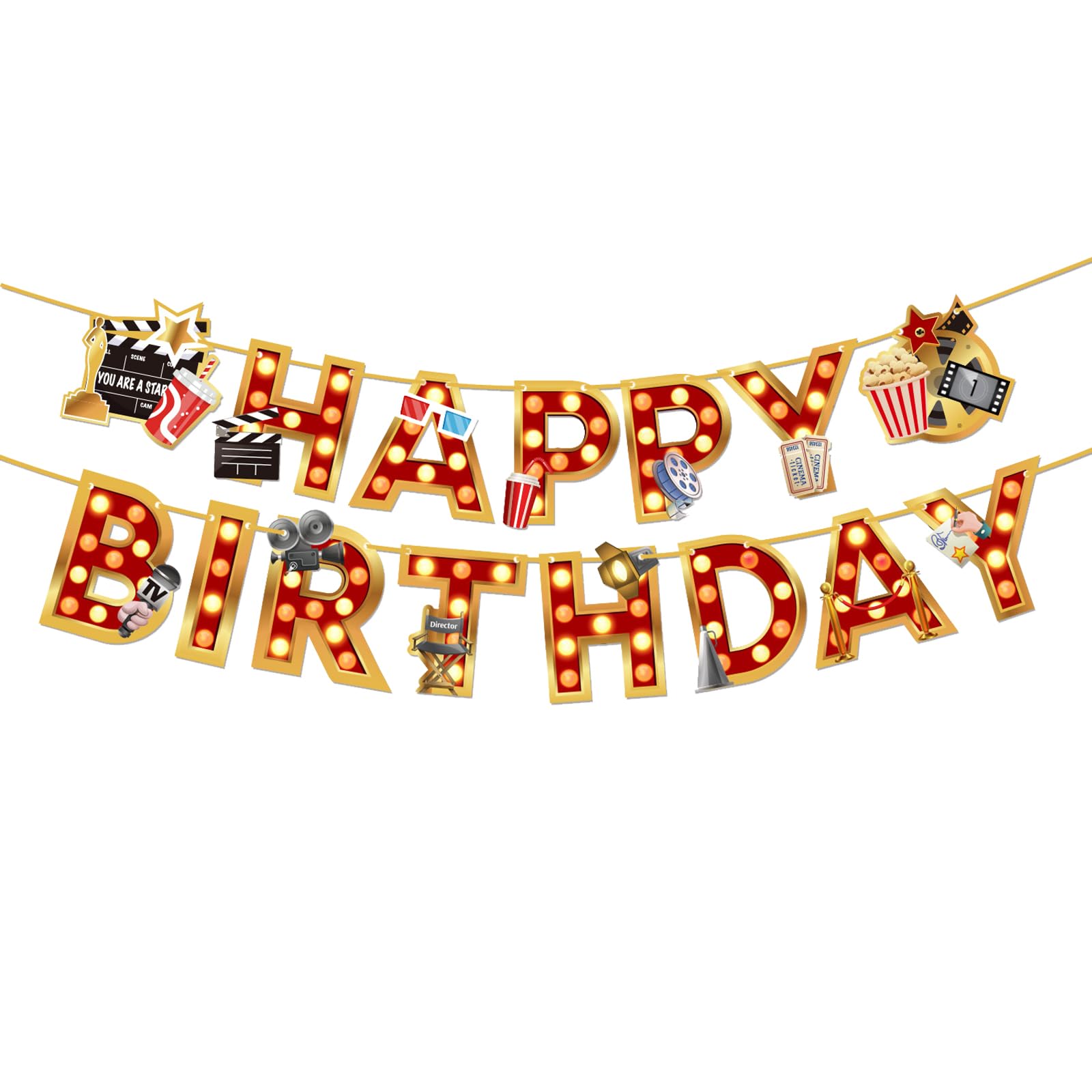 Zwiebeco movie night banner letters for a vibrant birthday party backdrop.