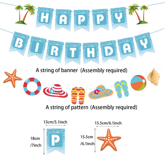 Zwiebeco starfish conch banner adds tropical flair for playful birthdays.