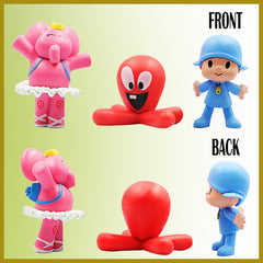 ZXHGWWHS Collectible Loula and Elly figures enhance party decor.