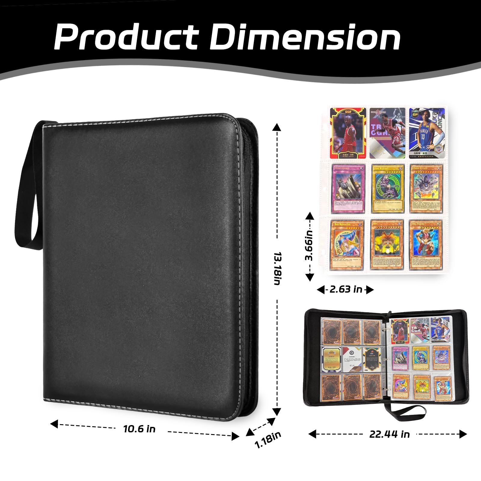 ZYAXWN 990-card capacity pages highlight ample space for a growing card collection.