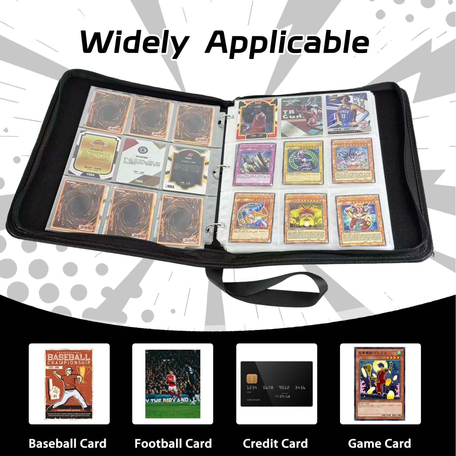 ZYAXWN zipper-closure-secure keeps cards from falling out during transport.