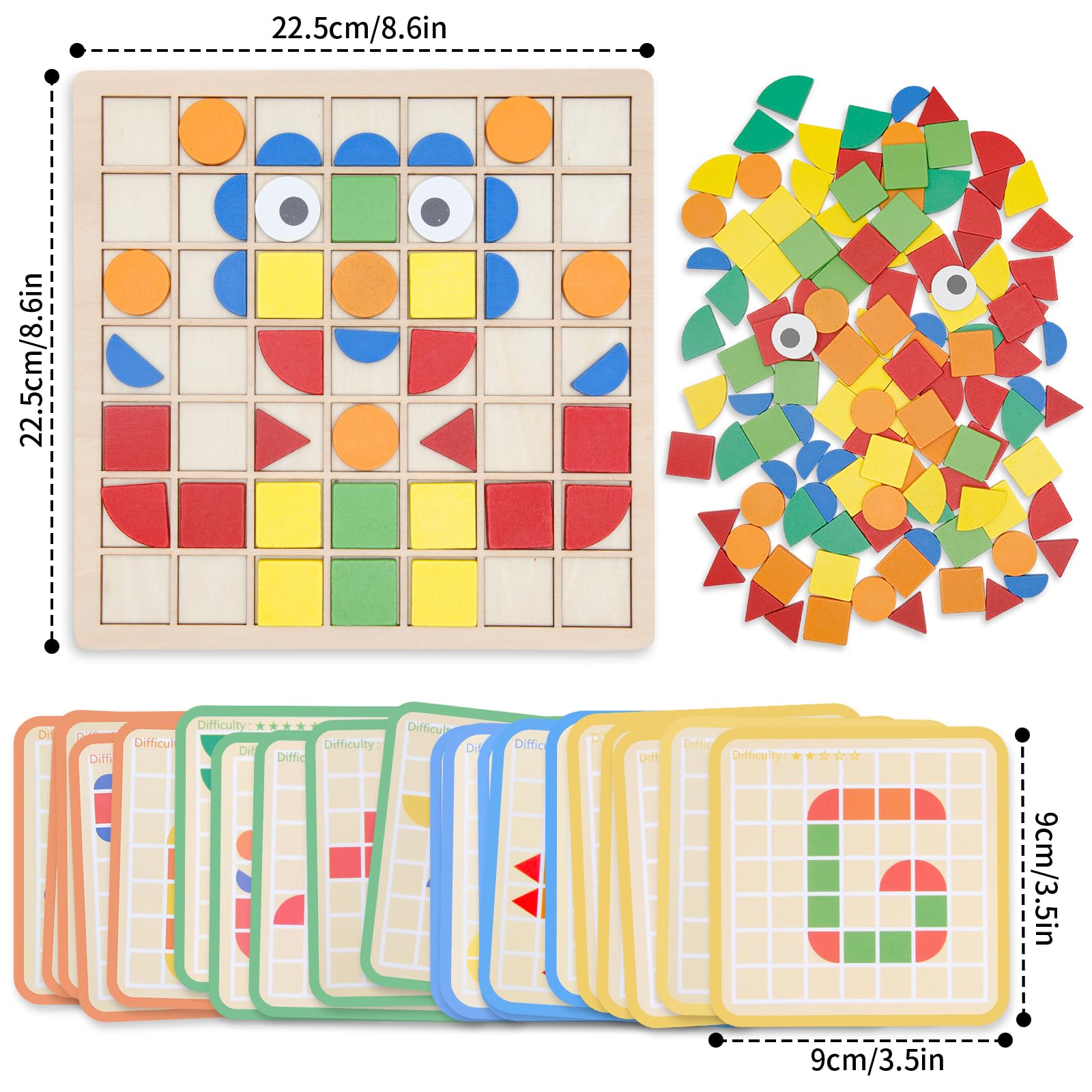 Zycolo Montessori Tangram pattern cards show designs to spark early recognition.