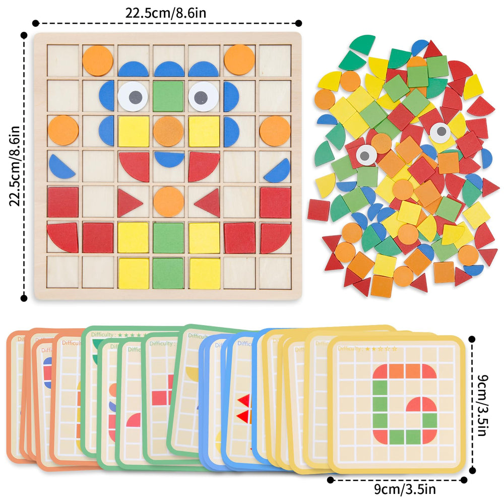 Zycolo Montessori Tangram pattern cards show designs to spark early recognition.