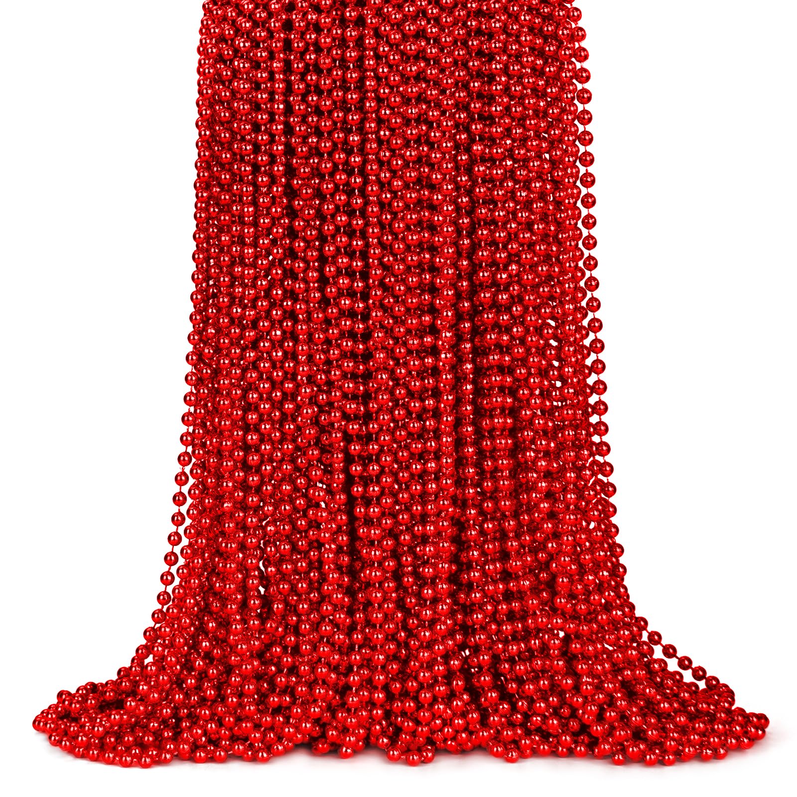 ZYFLSQ 33-inch metallic red Mardi Gras bead necklace for parades