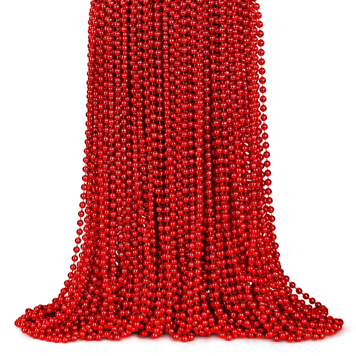 ZYFLSQ 33-inch metallic red Mardi Gras bead necklace for parades