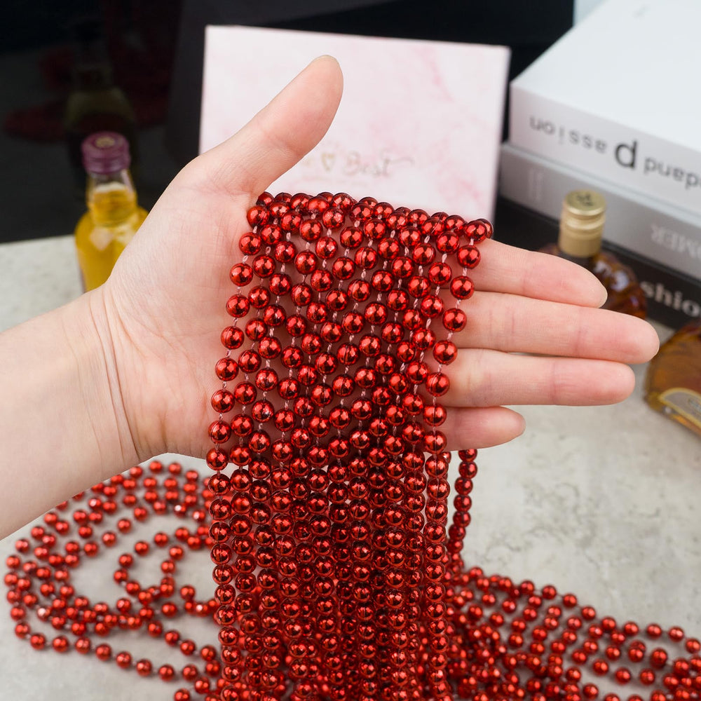 ZYFLSQ 7mm red beads close-up showing metallic shine