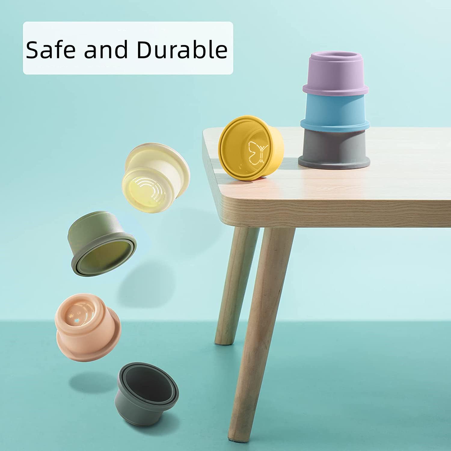 ZYFLSQ eight color pack stacking cups for kids