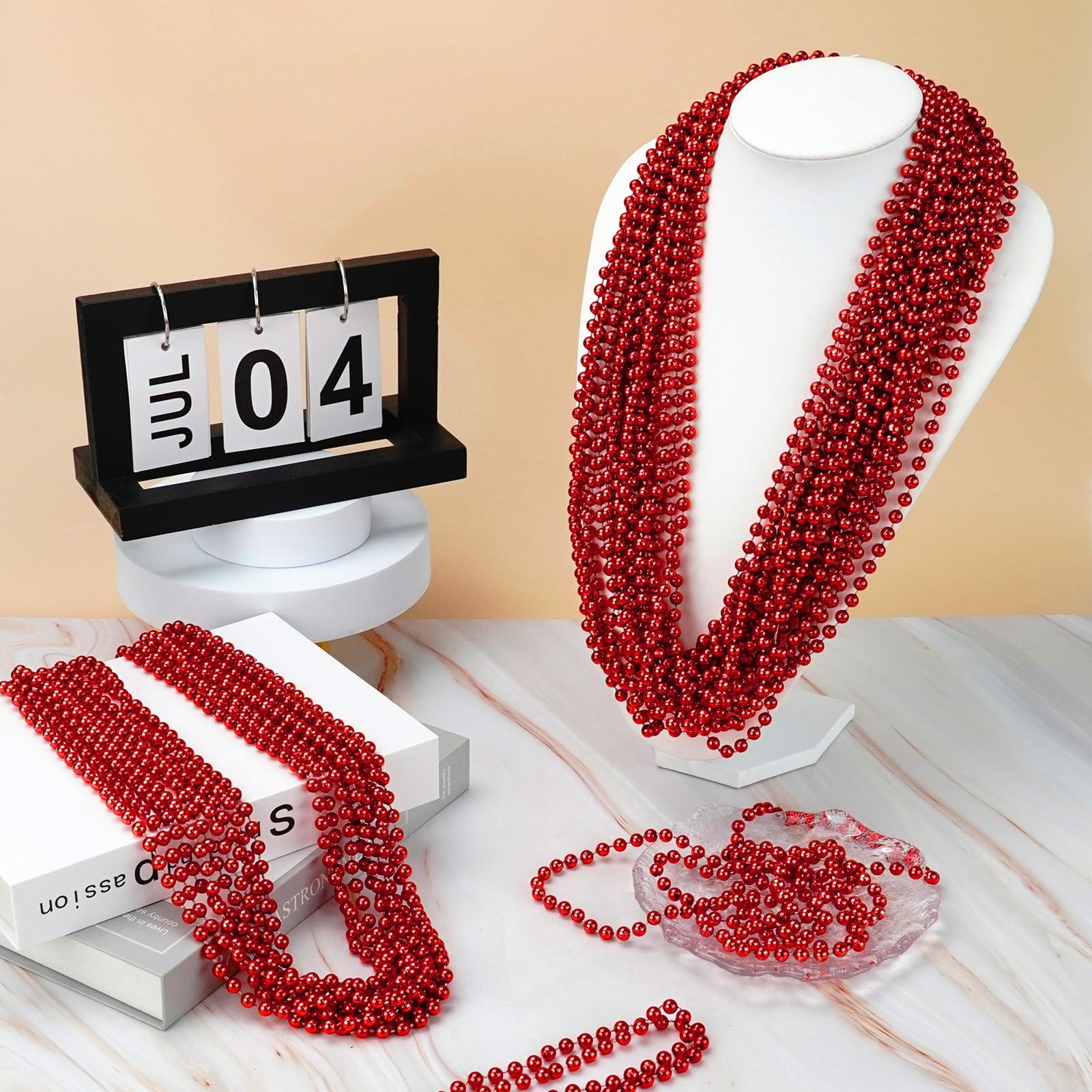 ZYFLSQ red bead necklaces suitable for festive decor
