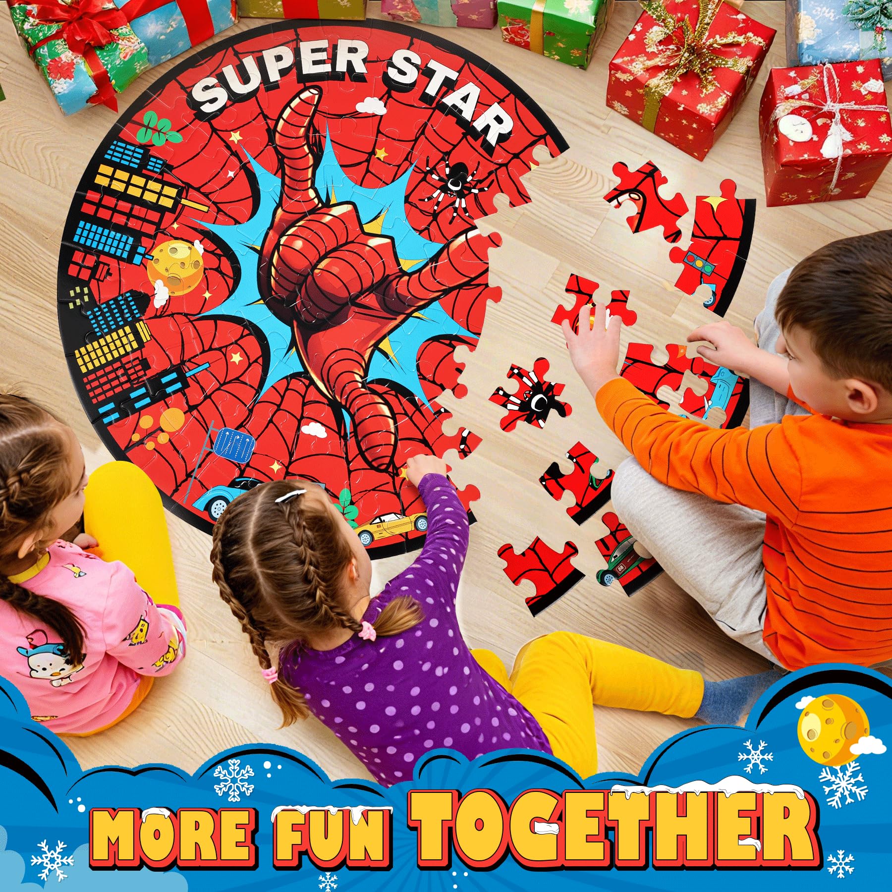 ZYGIG Spider Web Puzzle with 70 pieces laid out for table play.