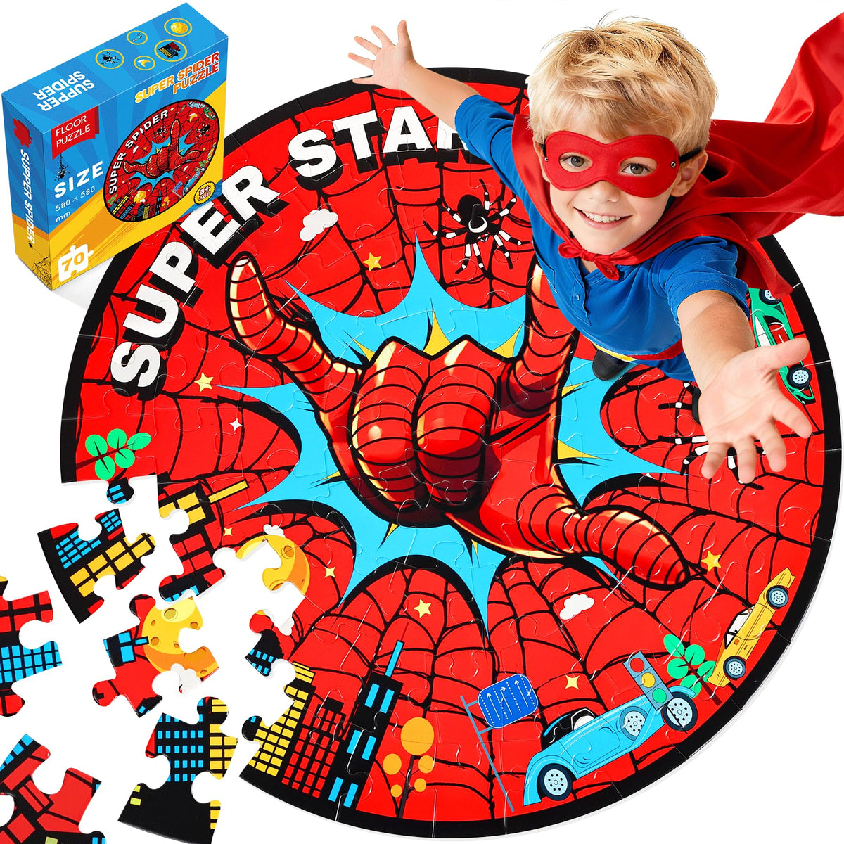 ZYGIG Spider Web Puzzle front view ready for kid-led assembly.