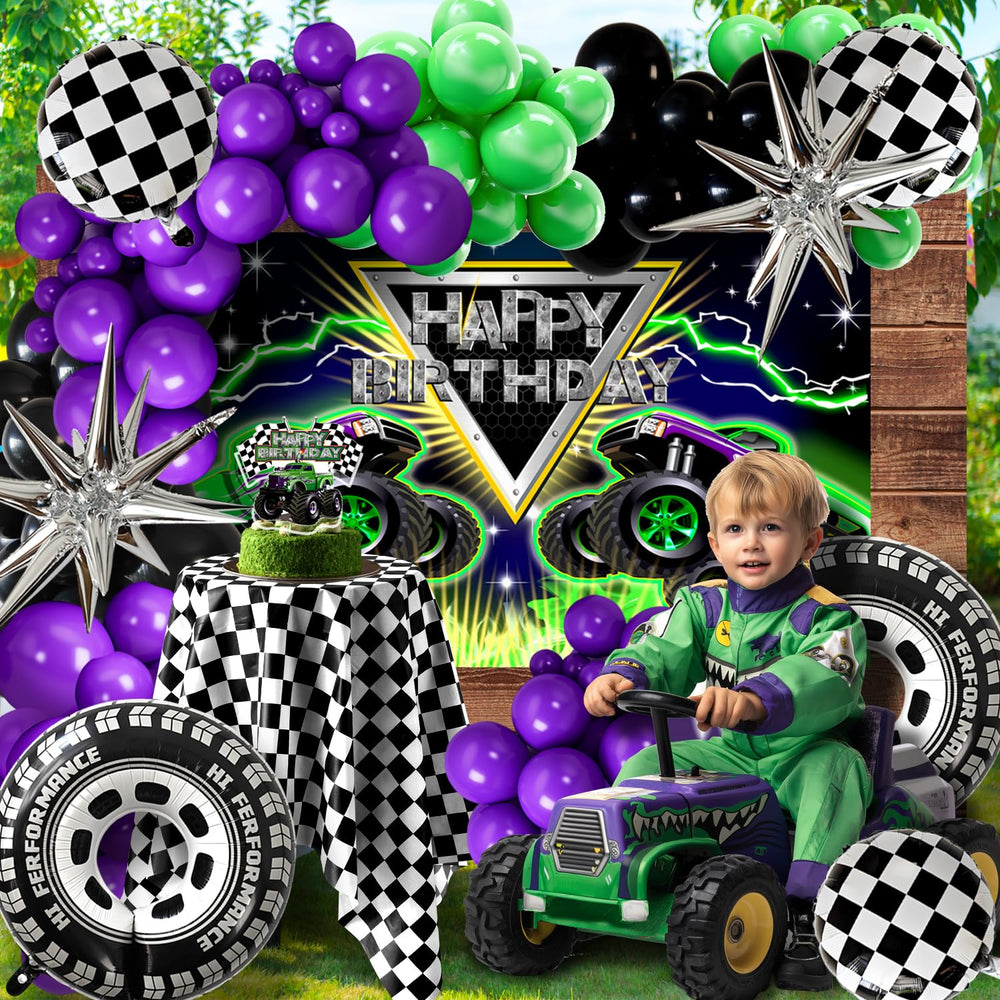Zylarithon cake topper highlights the birthday cake with monster truck flair.
