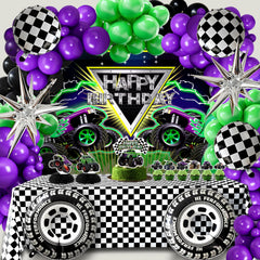 Zylarithon monster truck arch creates a bold photo backdrop for parties.