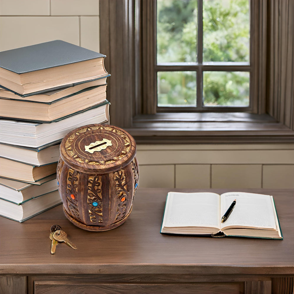 ZYNTIX lockable coin bank mechanism emphasizes secure savings.