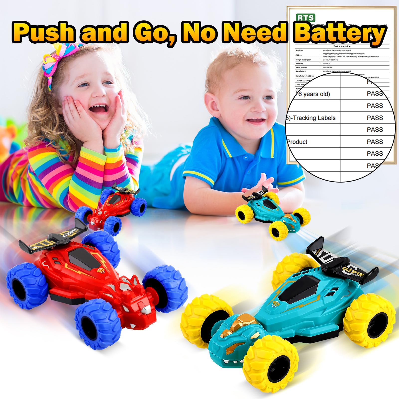 ZYSUN two-pack push and go cars for mess-free fun