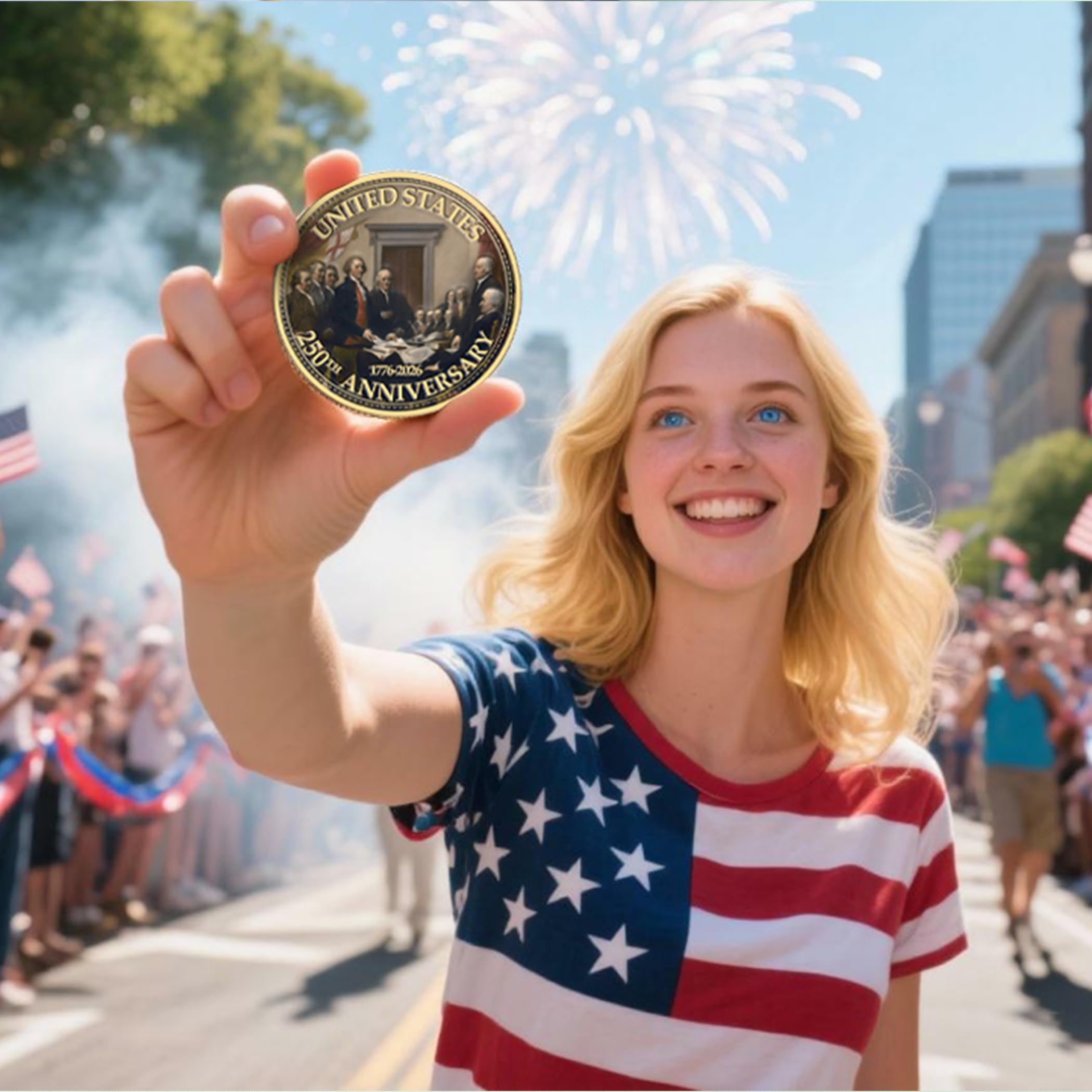 Zyviacy USA 250th Anniversary Coin – inscription 1776-2026 for historical context