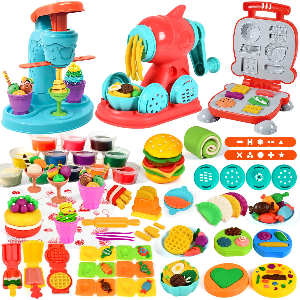 ZYYBQW 3-in-1 color dough set ice cream tools for imaginative play and sensory exploration
