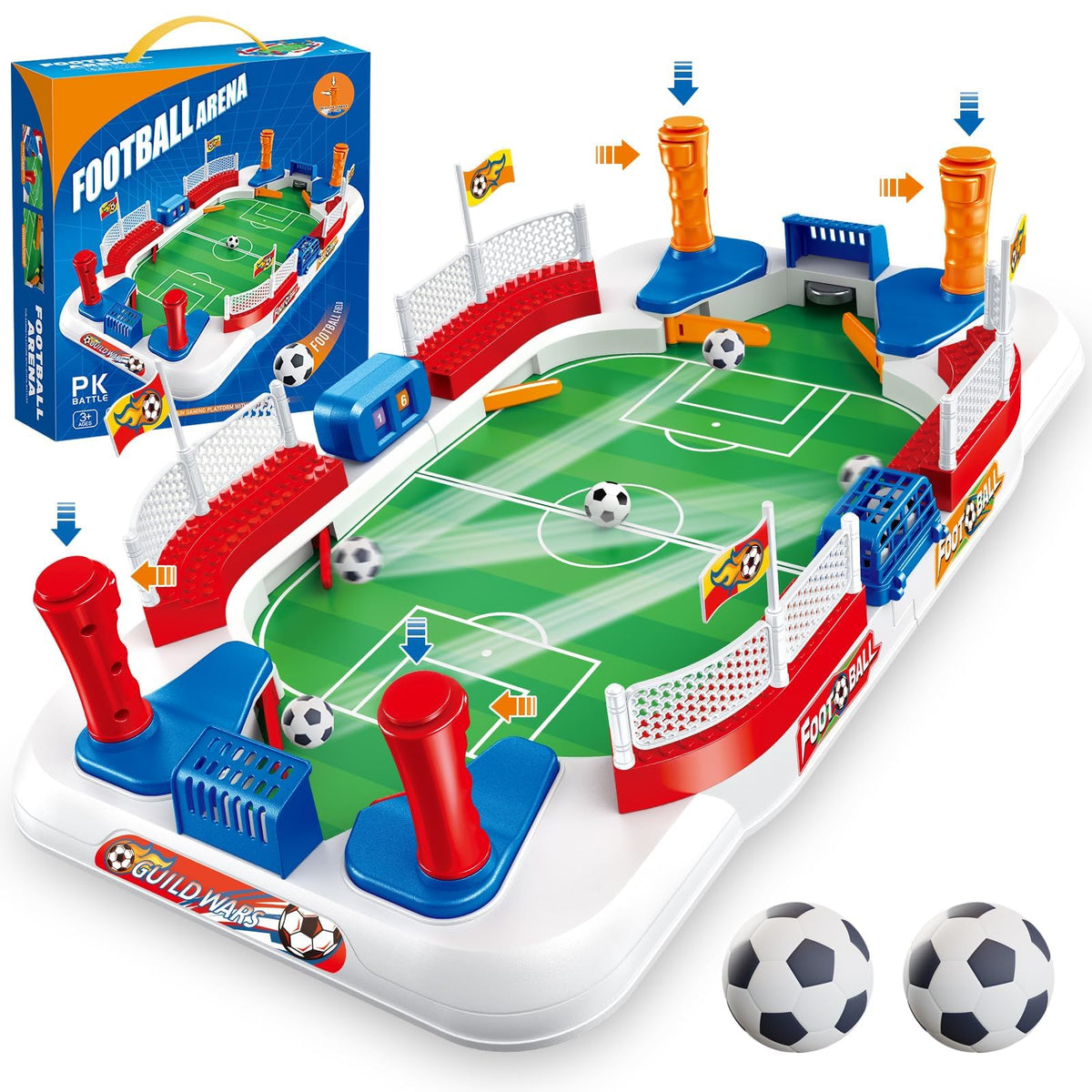ZYYBQW mini foosball table top view shows a large playing field for two players