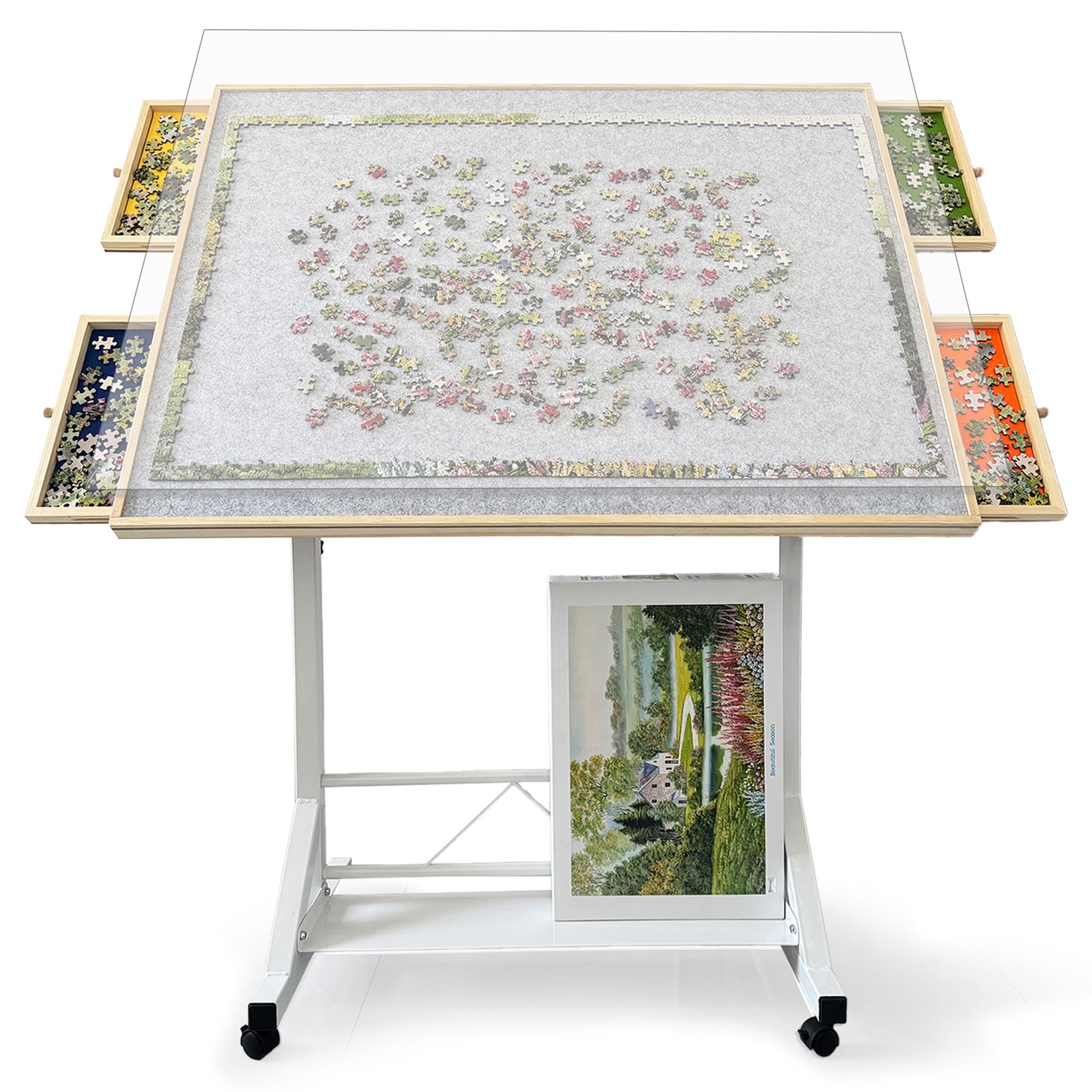 ZZJIHAI 1500-piece puzzle table with drawers for easy color sorting