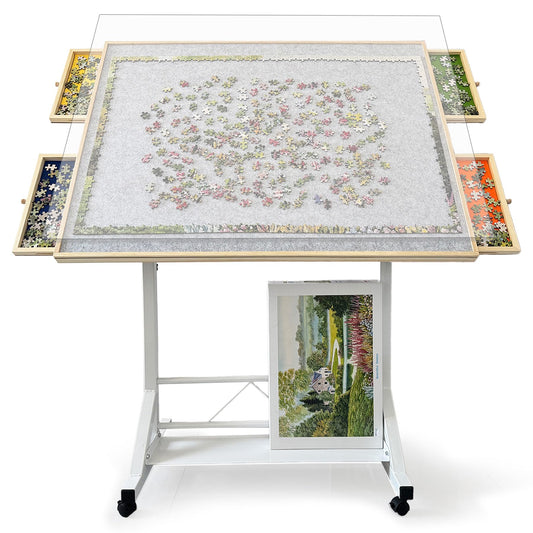 ZZJIHAI 1500-piece puzzle table with drawers for easy color sorting