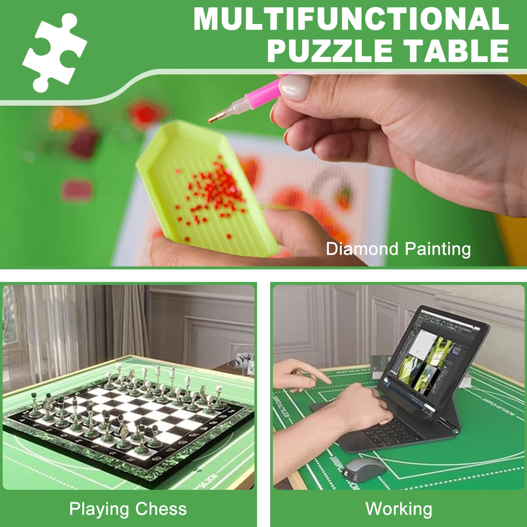 ZZJIHAI large work area shown in use on a sturdy puzzle table