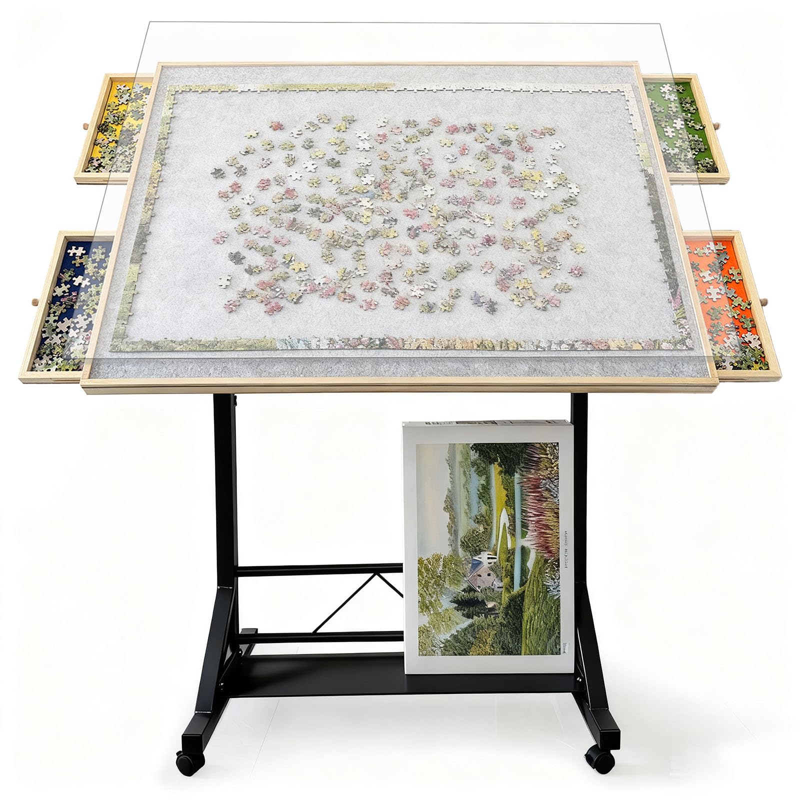 ZZJIHAI puzzle table with drawers for organized puzzle sorting and easy access