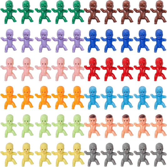 ZZYFGH 60 mini plastic babies in mixed colors for ice cube games and party decor.
