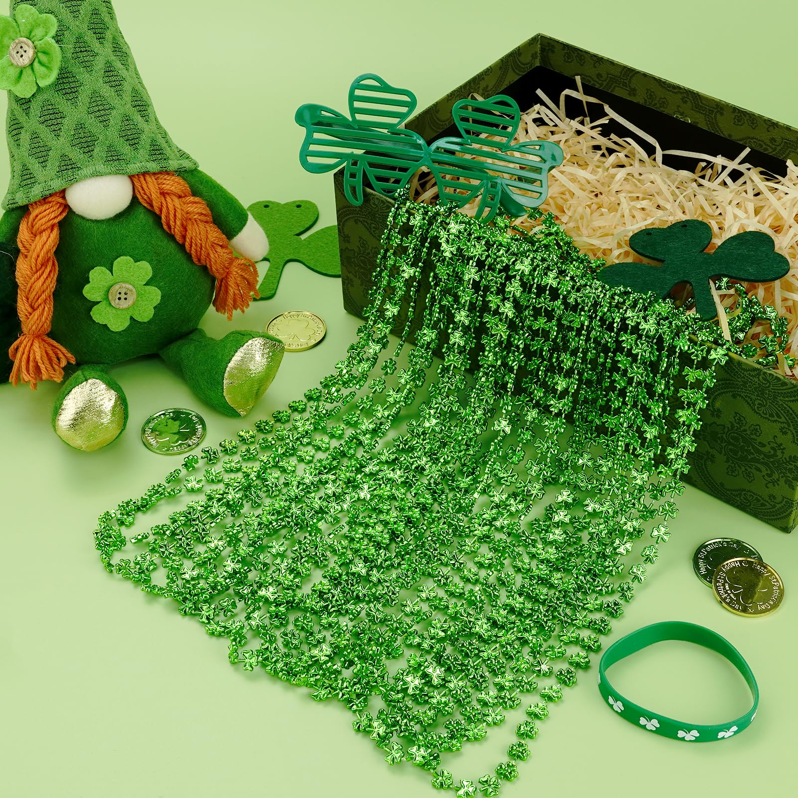 ZZYFGH Irish Green Shamrock Beads Bulk Pack for easy event decor.