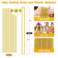 ZZYFGH Mardi Gras style gold bead necklace adds sparkle to parades and costumes.